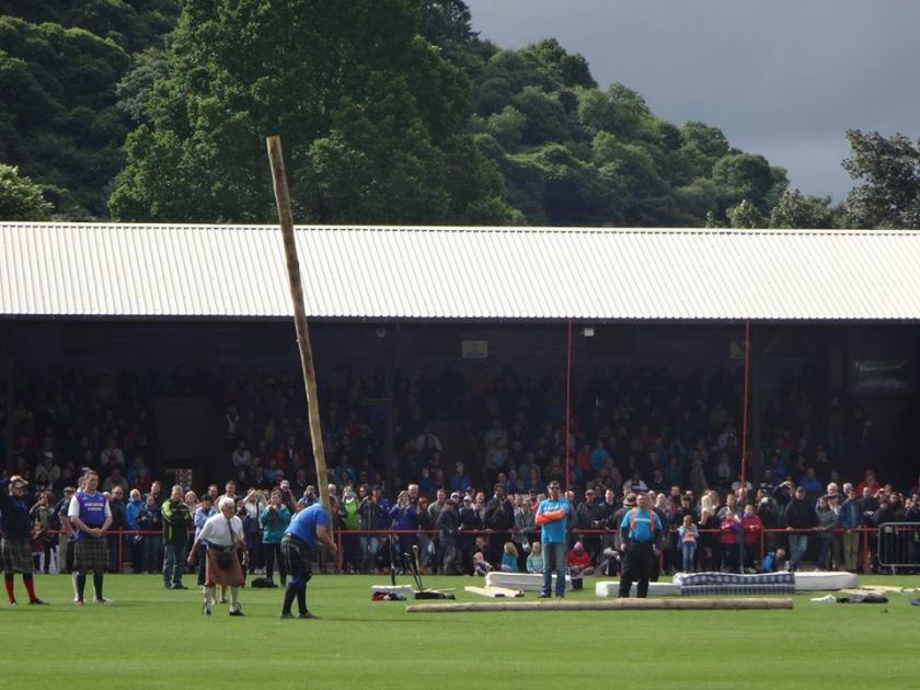 The caber toss at the Inverness Highland Games.
